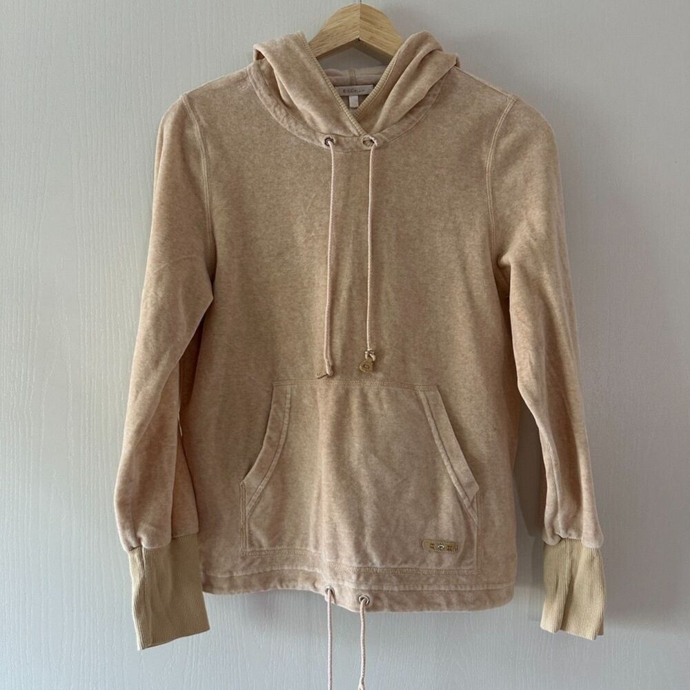 Escada Womens Velour Pullover Cotton Blend Knit Sweater Hoodie Sz 34 Small